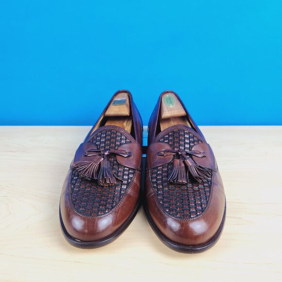 Johnston‎ Murphy Cellini Mens Size 9.5 W Loafers Woven Leather Tassel Apron Toe main image 8